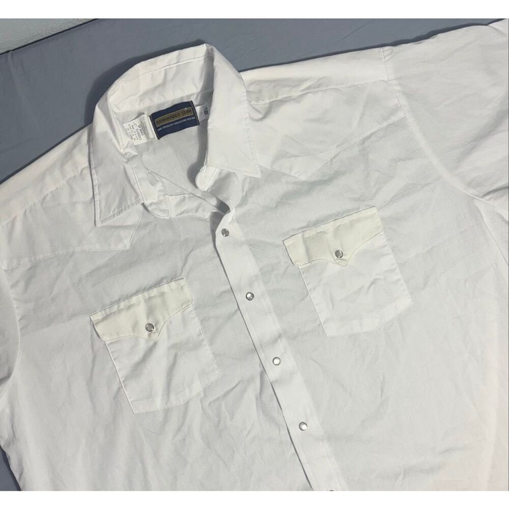 Vintage Panhandle Slim 18.5  Western Pearl Snap Shirt Striped White 2XL XXL